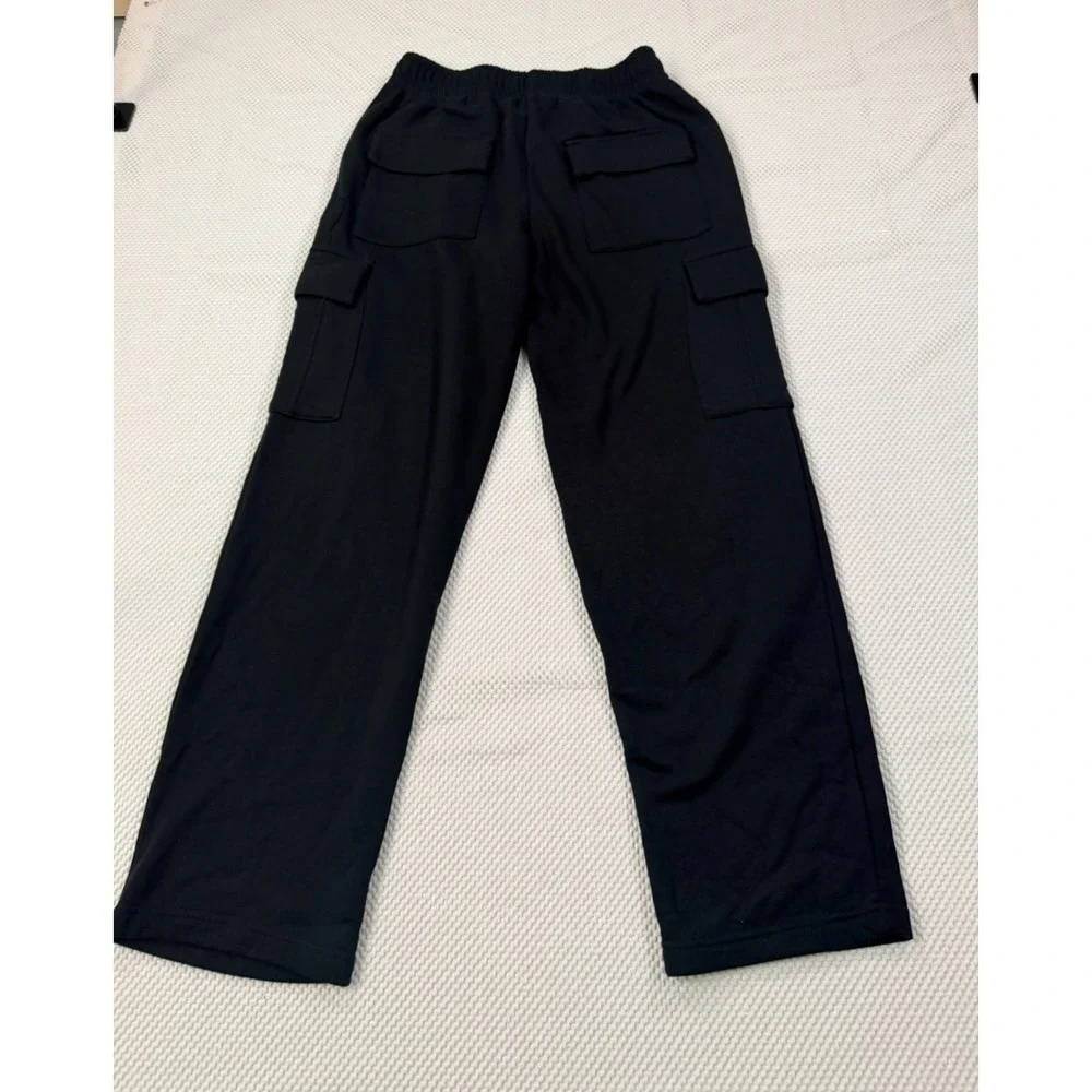 Playboy Cargo Pants Men Size L Black Fleece Sweatpants Multi Pocket Joggers